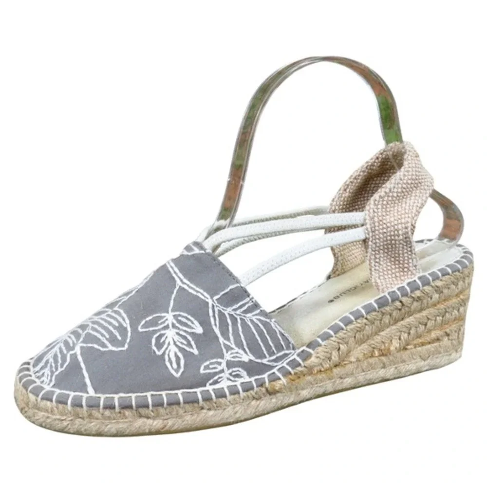 Montego Bay Club Womens‎ Espadrille Wedge Sandals Size 7.5 Gray Canvas